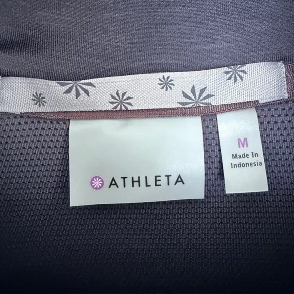 Athleta Jacket‎ Women's Medium Gray Love Full Zip Mock Neck Pockets Stretch